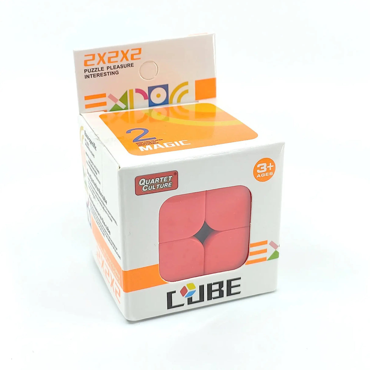 Verpackung eines rosafarbenen 2x2 Zauberwürfels