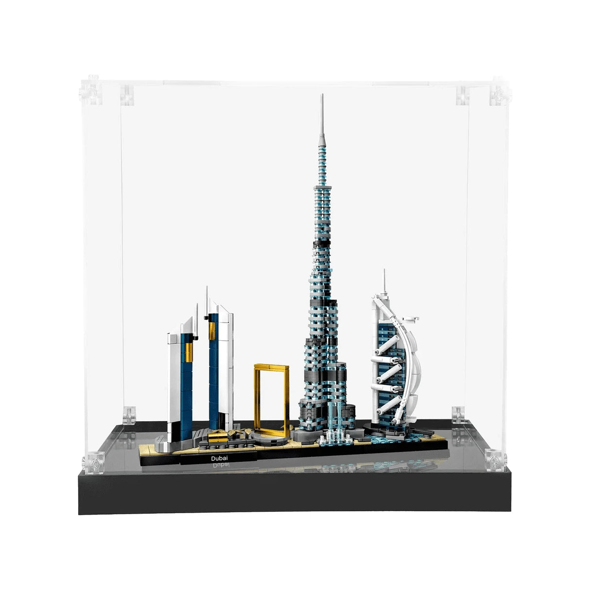 Lego Architektur Dubai Skyline Modell in einer Vitrine