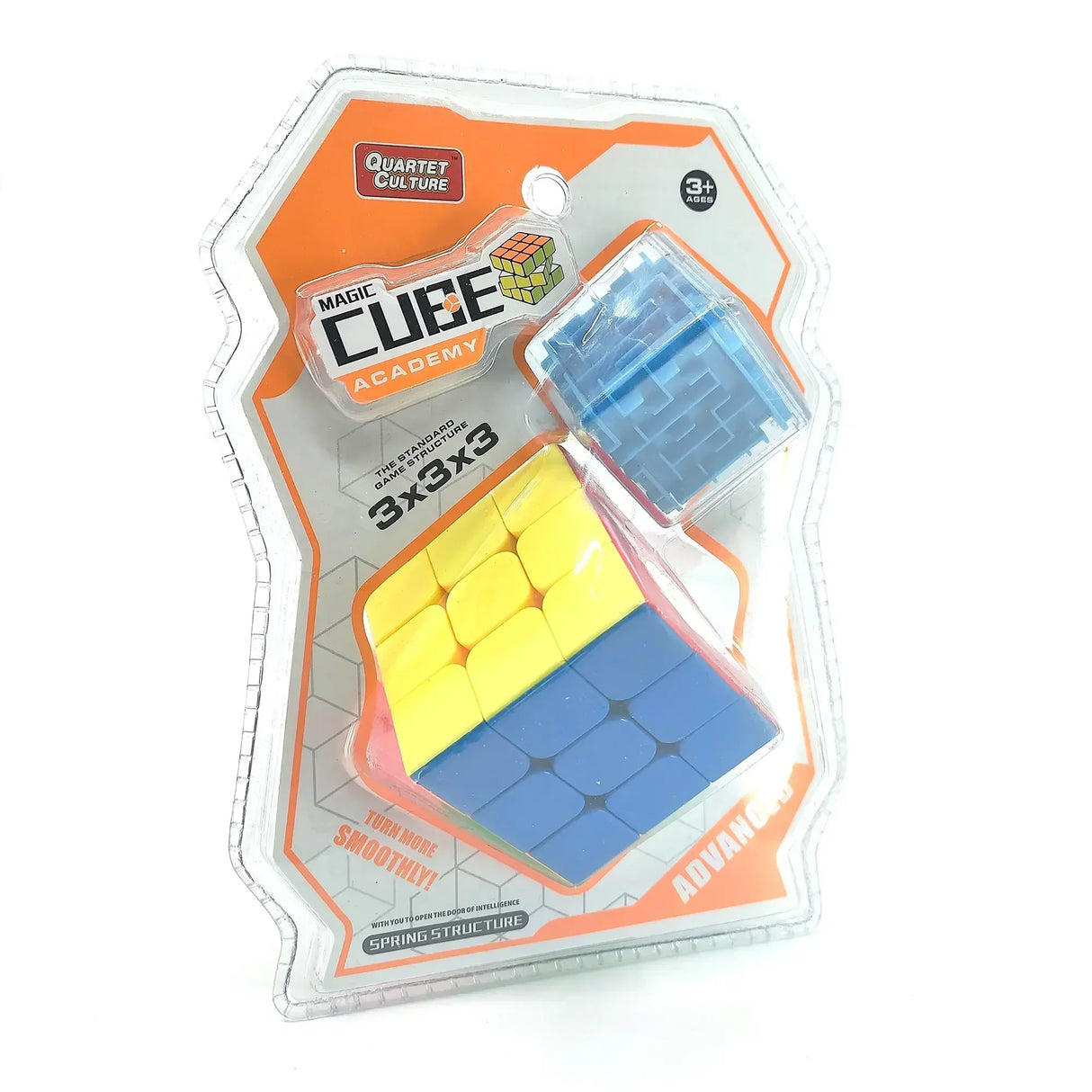 Zauberwürfel 3x3x3 in Originalverpackung mit blauem Labyrinthwürfel