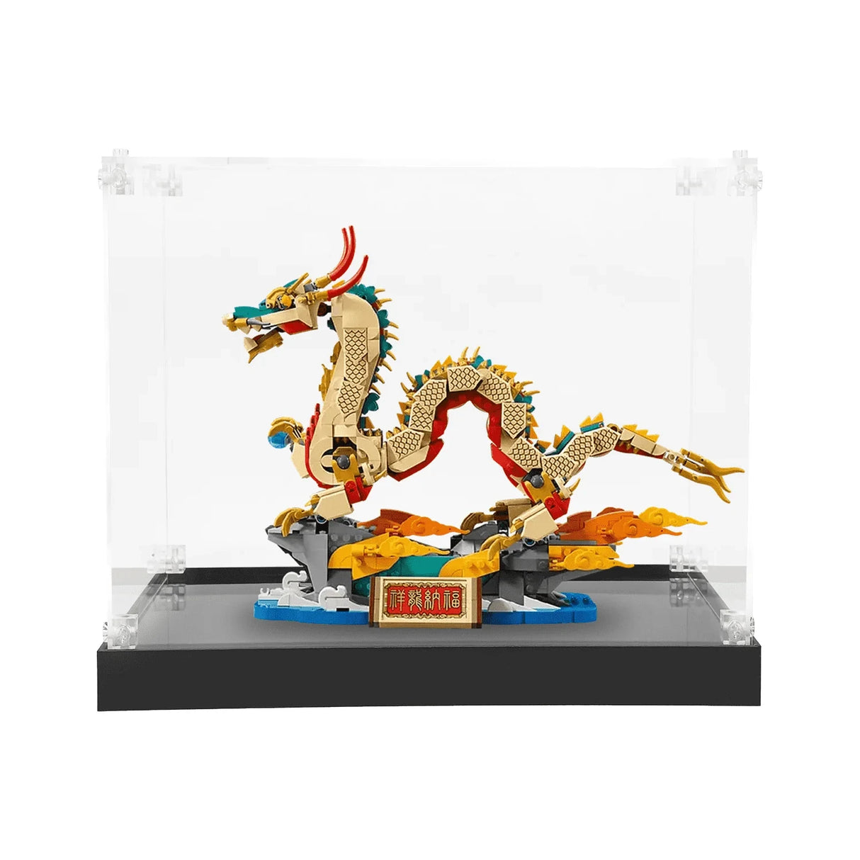 Lego Drachenmodell in einer Vitrine