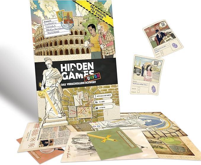 Spielschachtel und Spielmaterial von Hidden Games Junior Das verschollene Schwert