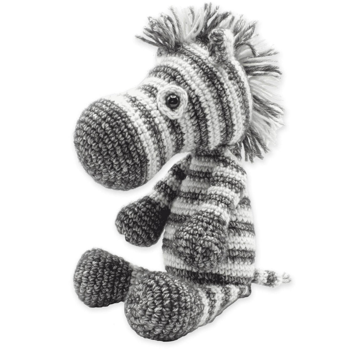 Gehäkeltes Zebra Kuscheltier in schwarz weiß gestreift