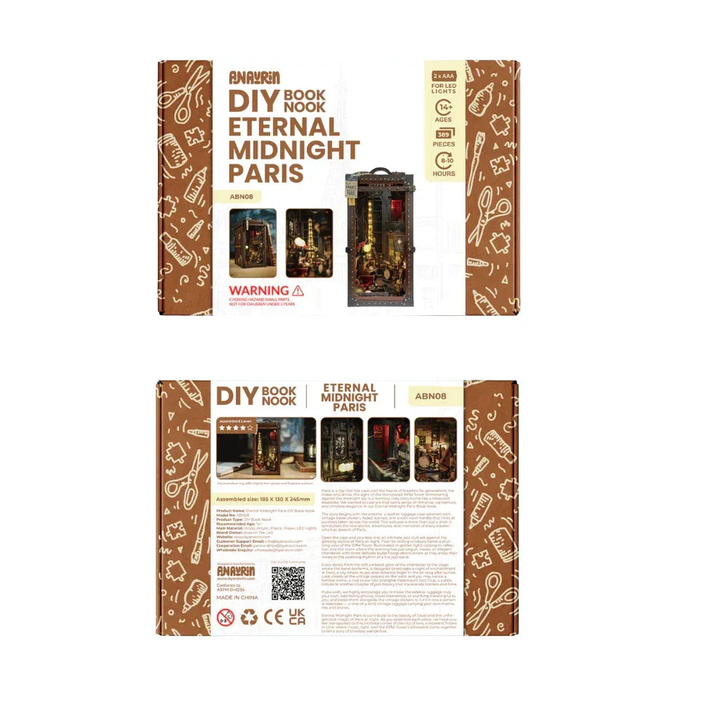 Verpackung des DIY Book Nook Eternal Midnight Paris Bausatzes