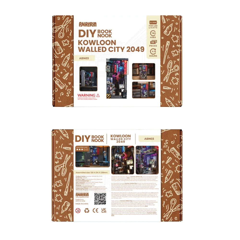 DIY Book Nook Kowloon Walled City 2049 Modellbausatz Verpackung