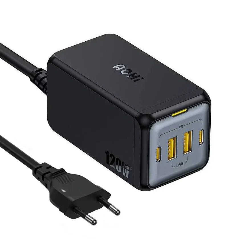 AOHi 120W GaN+ Ladegerät mit drei USB-C-Anschlüssen und einem USB-A-Anschluss
