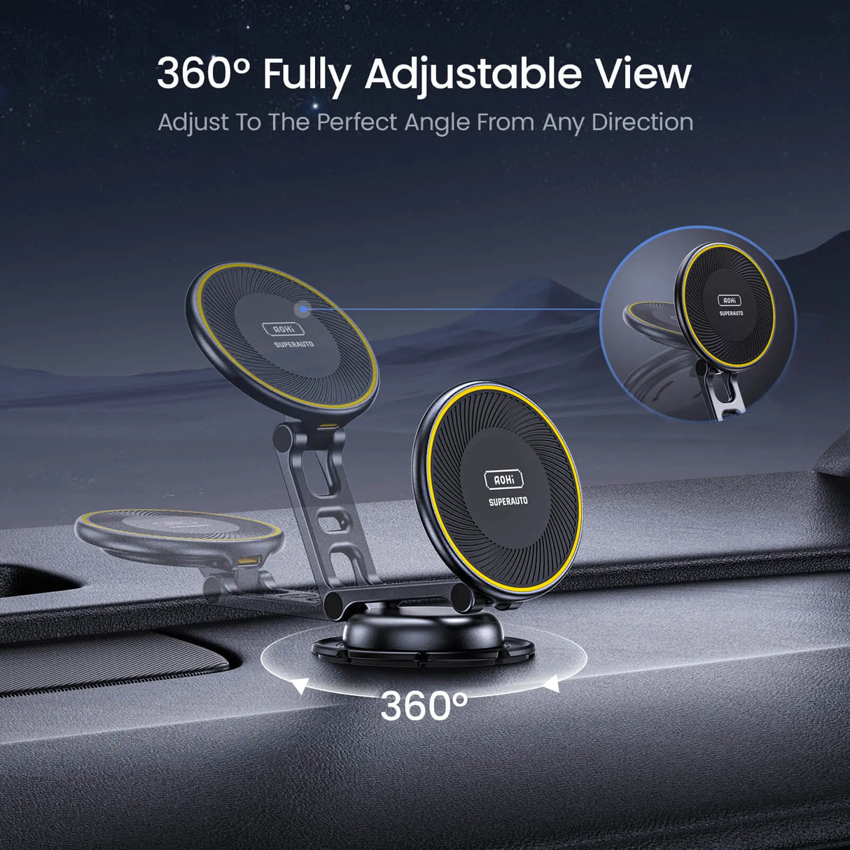 Verstellbare Handyhalterung für das Auto mit 360-Grad-Drehfunktion