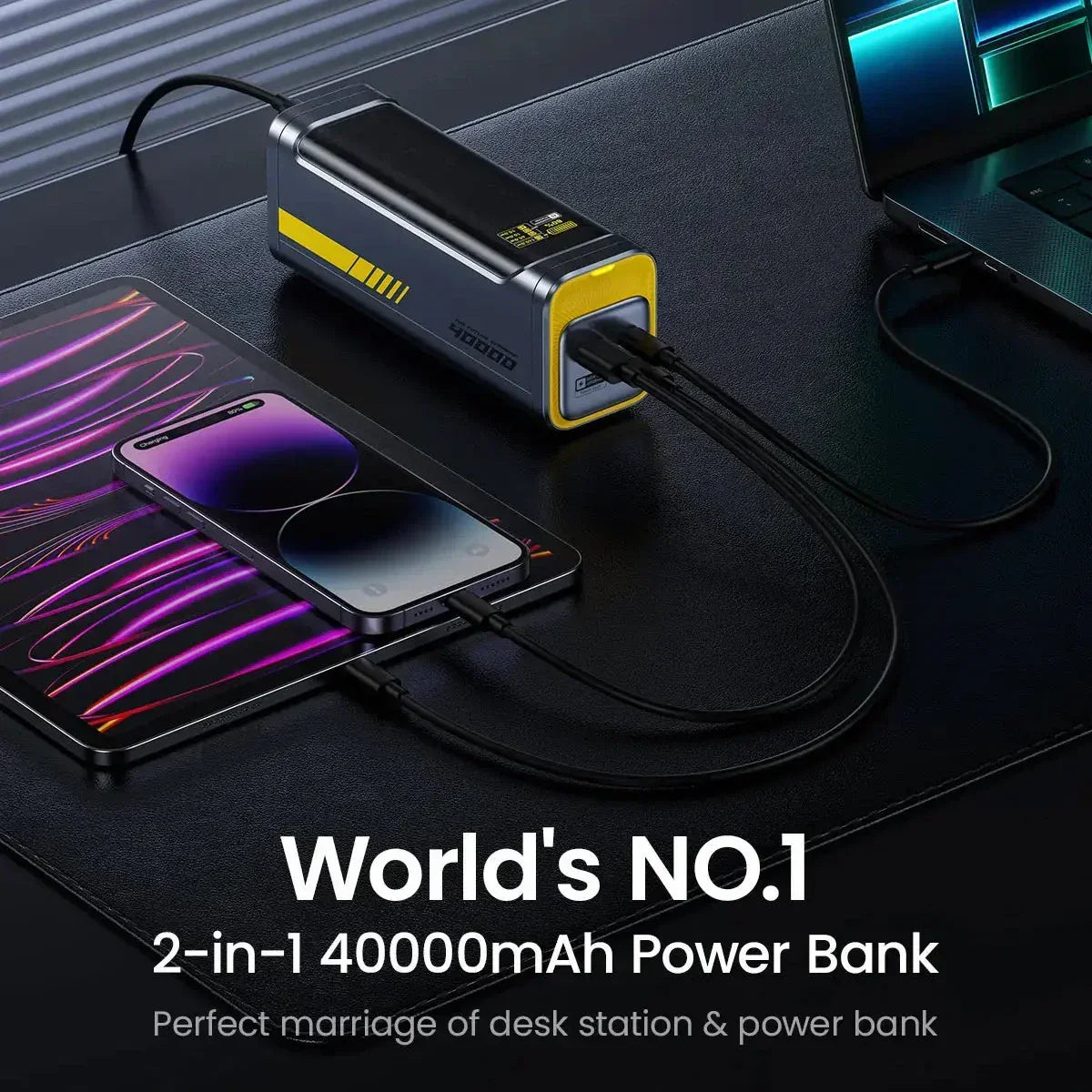 Powerbank lädt Laptop, Tablet und Smartphone gleichzeitig