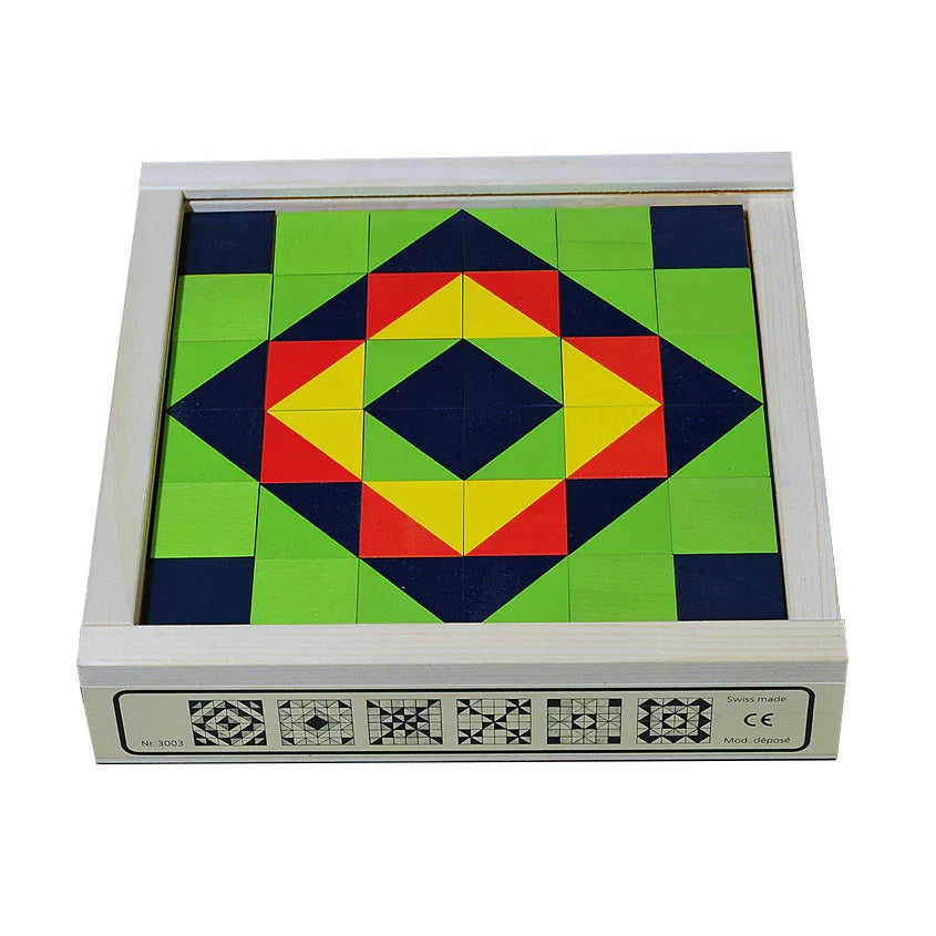 Cubes mosaïque (36 cubes) - Jouet en bois