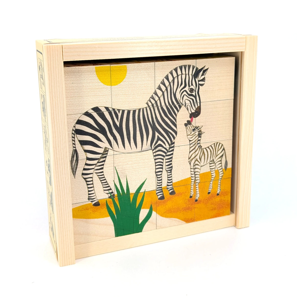 Holzklötze Puzzle mit Zebrabild