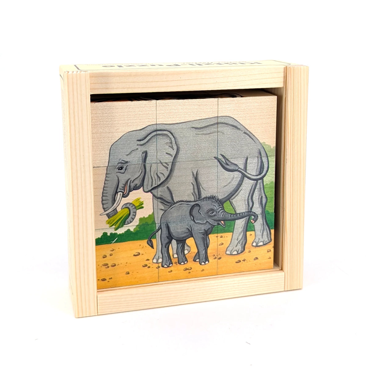 Holzpuzzle mit Elefantenmutter und Baby