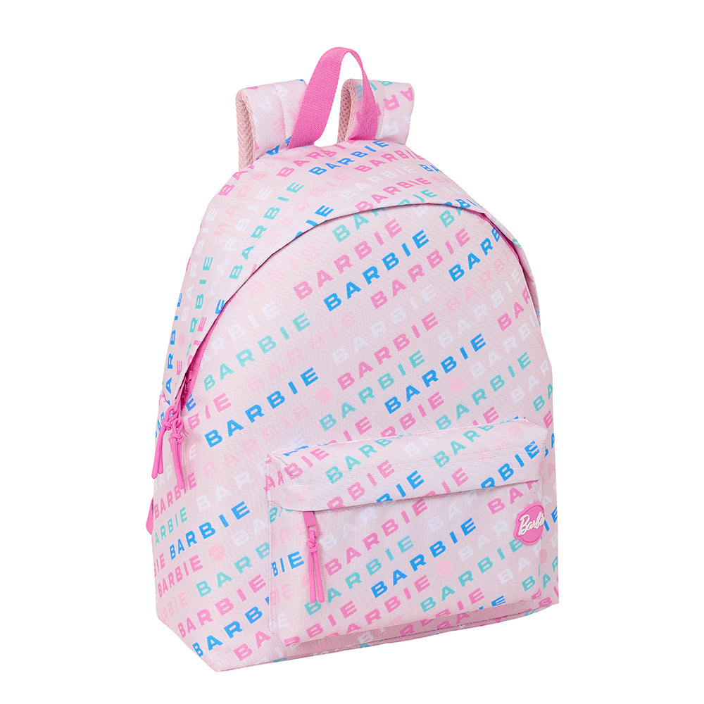Rosa Barbie Rucksack mit blauem und rosa Barbie-Logo-Muster