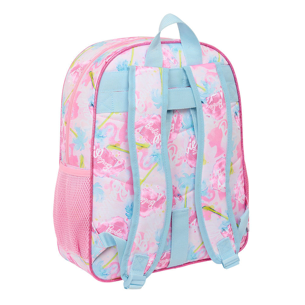 Barbie Rucksack in Rosa und Hellblau mit Barbie-Logo und Silhouetten