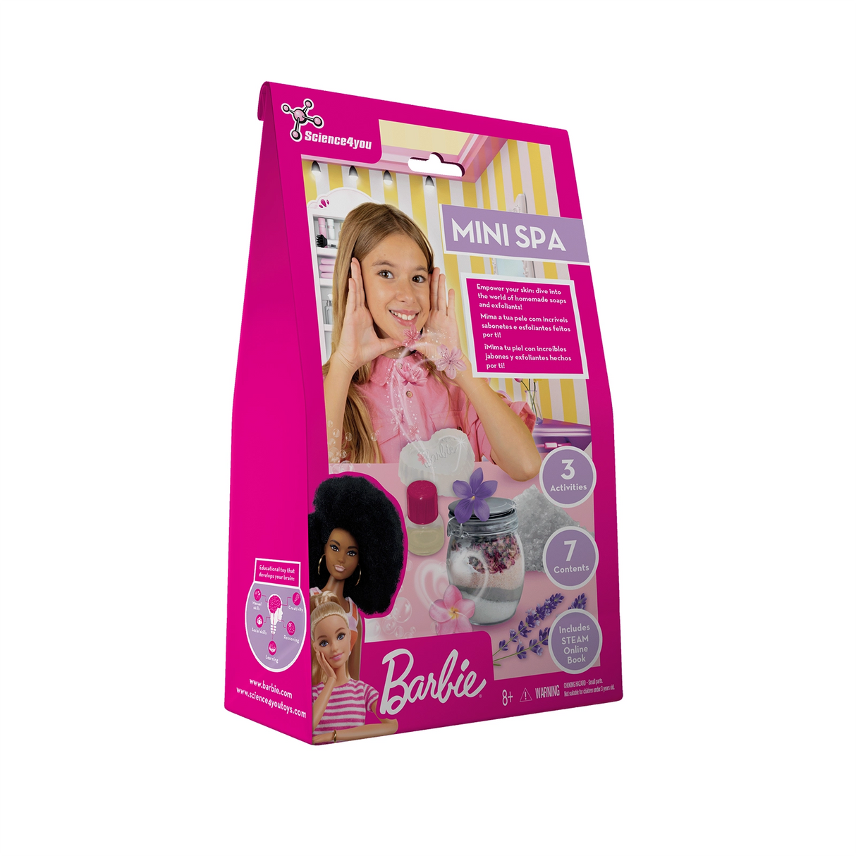 Barbie Mini Spa Set mit Science4you Logo, Mädchen, Barbie-Puppen, Seifen, Ölen und Lavendel