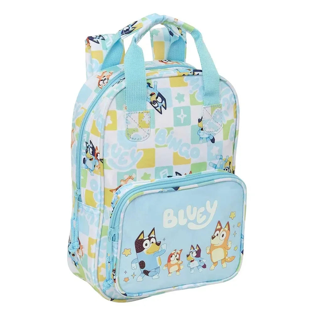 Bluey und Bingo Rucksack mit Karomuster und Figuren