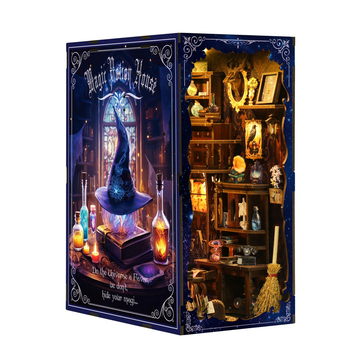 Magic Potion House Miniatur-Puppenhaus-Kit mit Hexenhut, Tränken und Besen