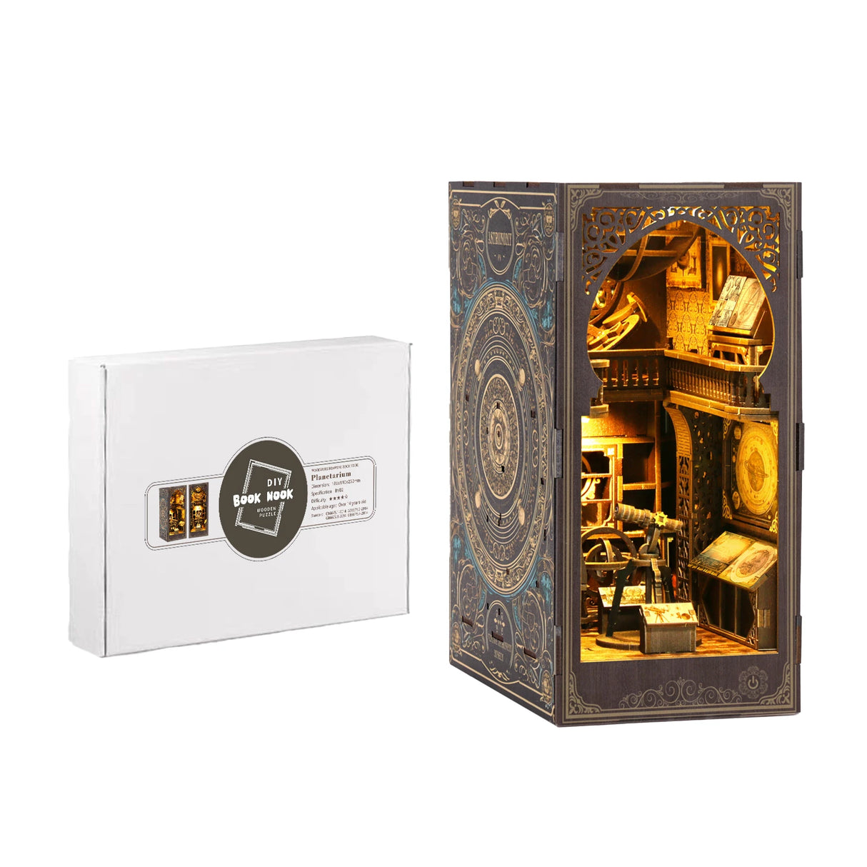 DIY Book Nook Planetenarium Holzpuzzle mit offener Box