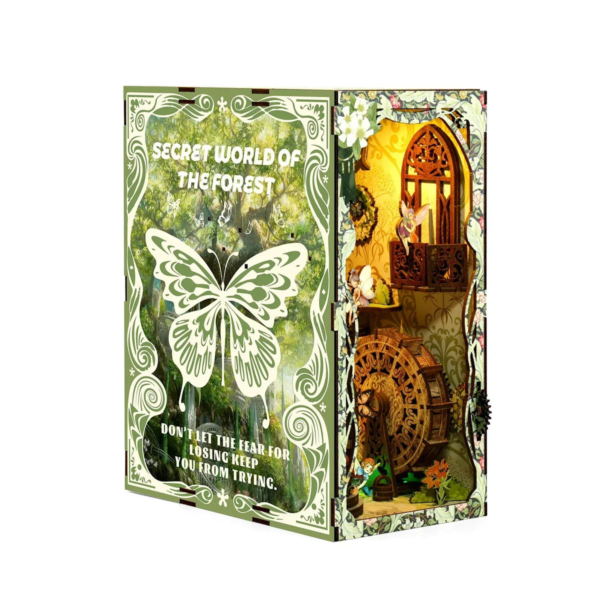 Diorama Secret World of the Forest mit Schmetterling, Feen und Wasserrad