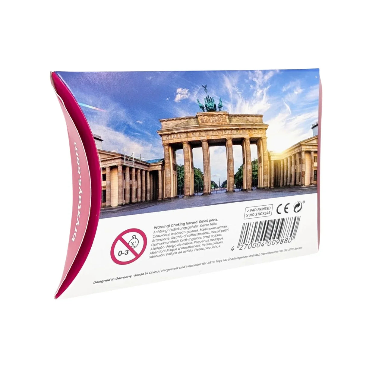 Verpackung mit Brandenburger Tor und Warnhinweisen