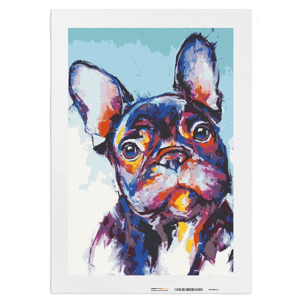 Französische Bulldogge in bunten Farben gemalt