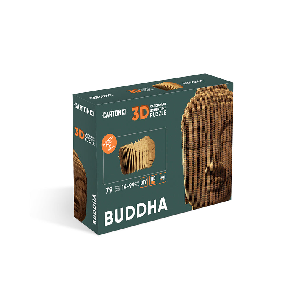 Verpackung eines 3D Pappskulptur Puzzles mit Buddha Motiv