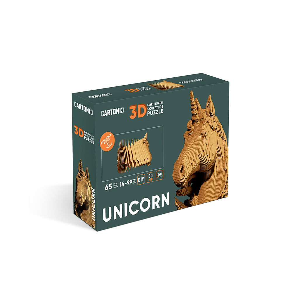 Verpackung eines 3D Papp Einhorn Puzzles von Cartonic