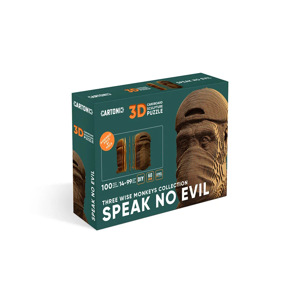 Verpackung eines 3D Papp Puzzles mit dem Motiv eines Affen aus der Three Wise Monkeys Kollektion