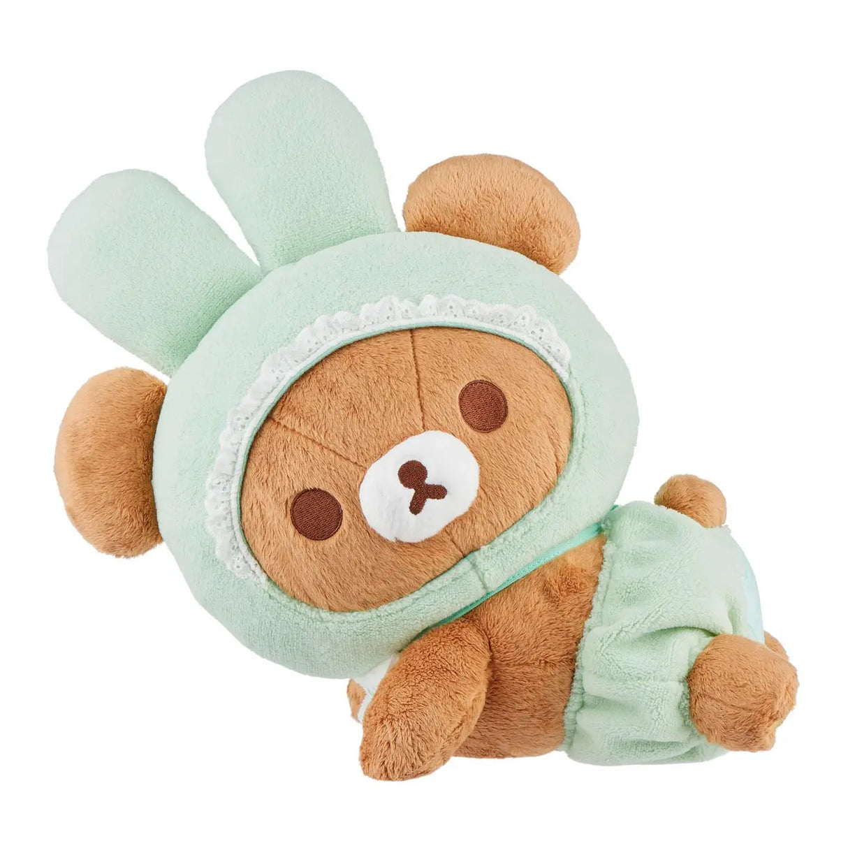 Rilakkuma Plüschtier in hellgrünem Hasen-Outfit
