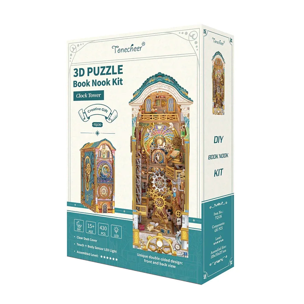 Tonecheer 3D Puzzle Book Nook Kit Uhr Turm