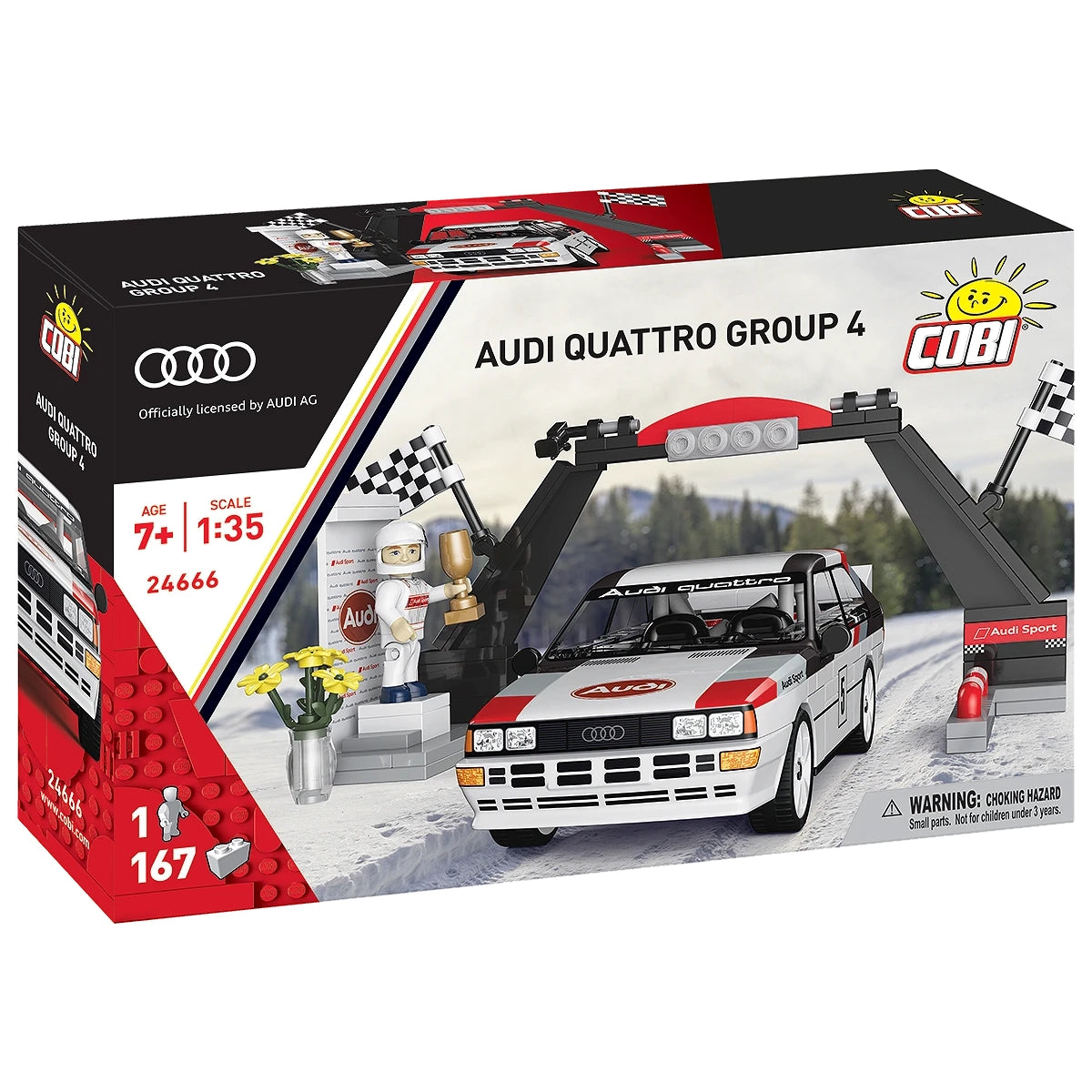 Cobi Baukasten Audi Quattro Group 4 mit Rennfahrer und Ziellinie