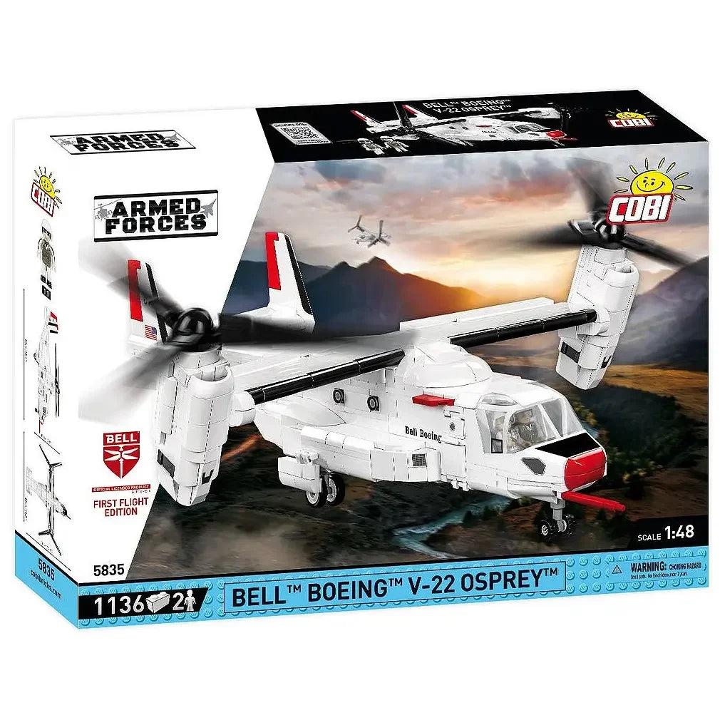 COBI Bell Boeing V-22 Osprey Bausatz, weiße und rote Teile, 1136 Teile, Maßstab 1:48