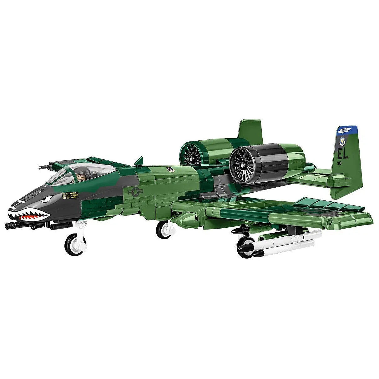 Grünes und schwarzes A-10 Thunderbolt II Modellflugzeug mit Haifischmaul-Nase