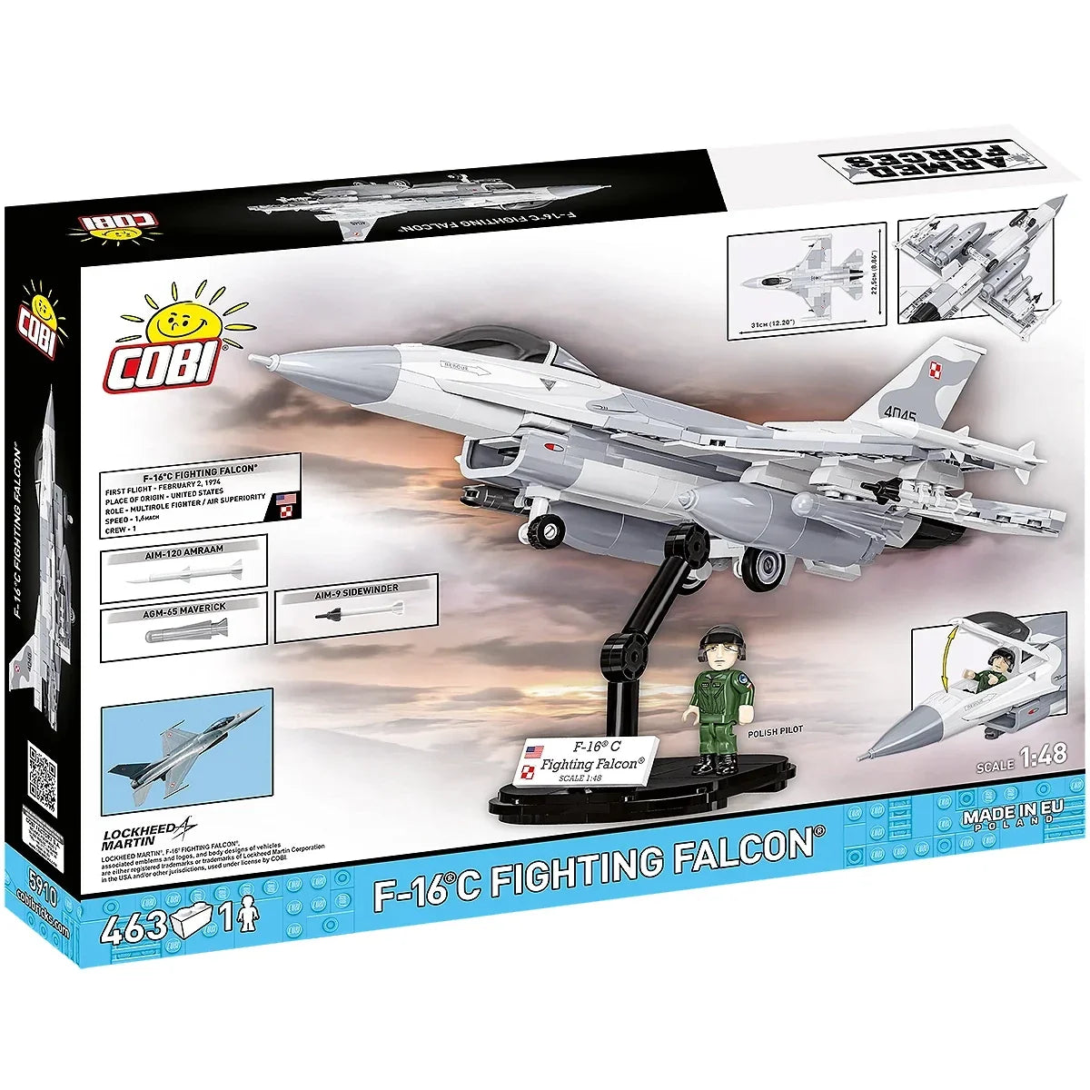 COBI F-16C Fighting Falcon Modellbausatz mit Pilot und Waffen