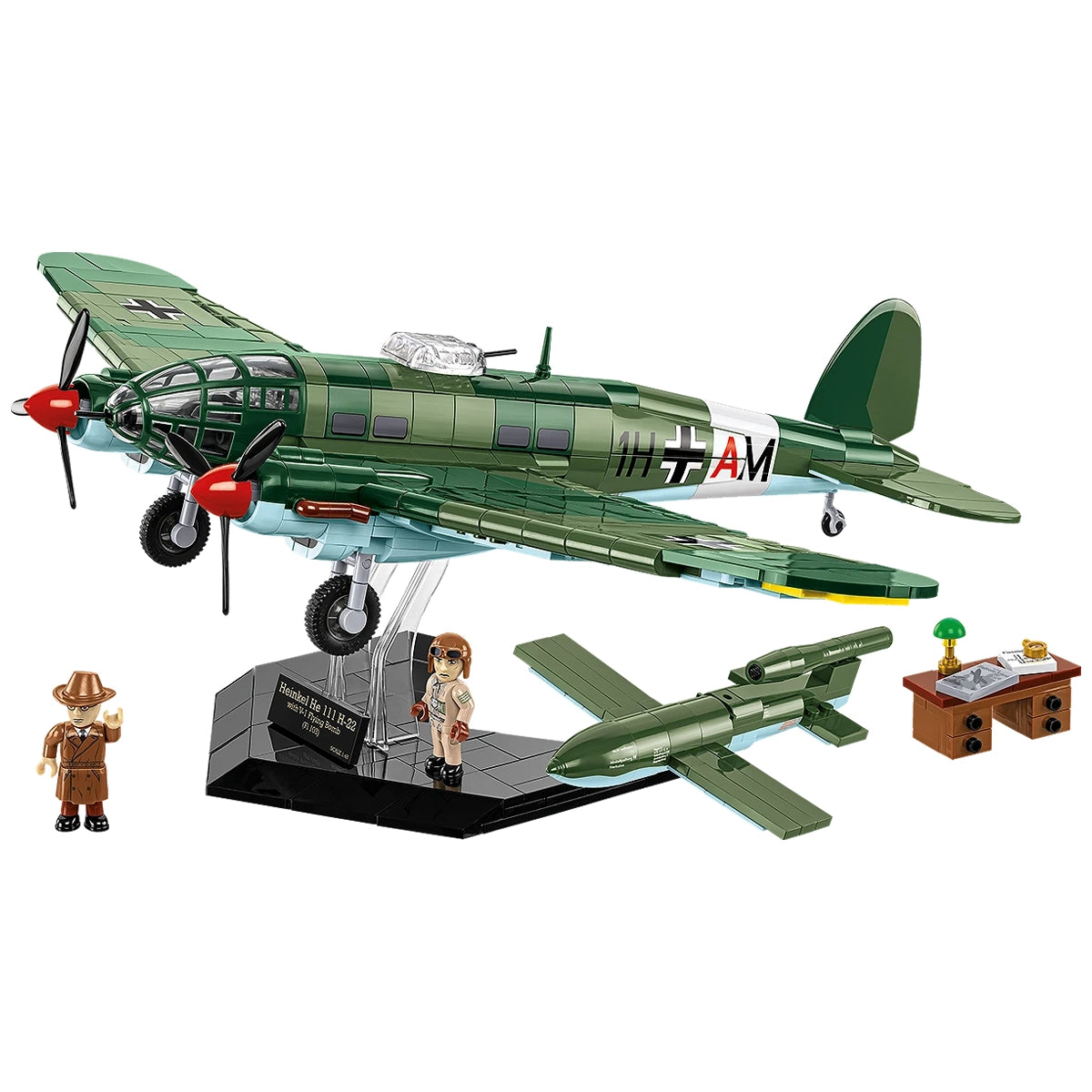 Heinkel He 111 H-22 Modellbausatz mit V1-Flugbombe und Figuren