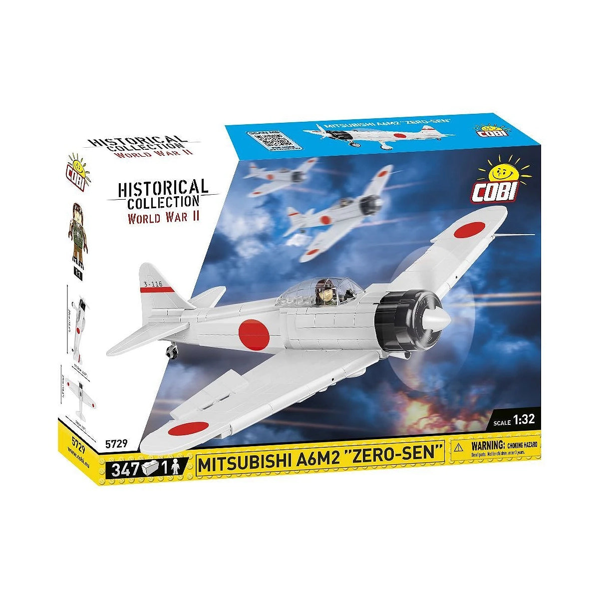 Cobi Historical Collection World War II Mitsubishi A6M2 Zero-Sen Flugzeugmodellbausatz