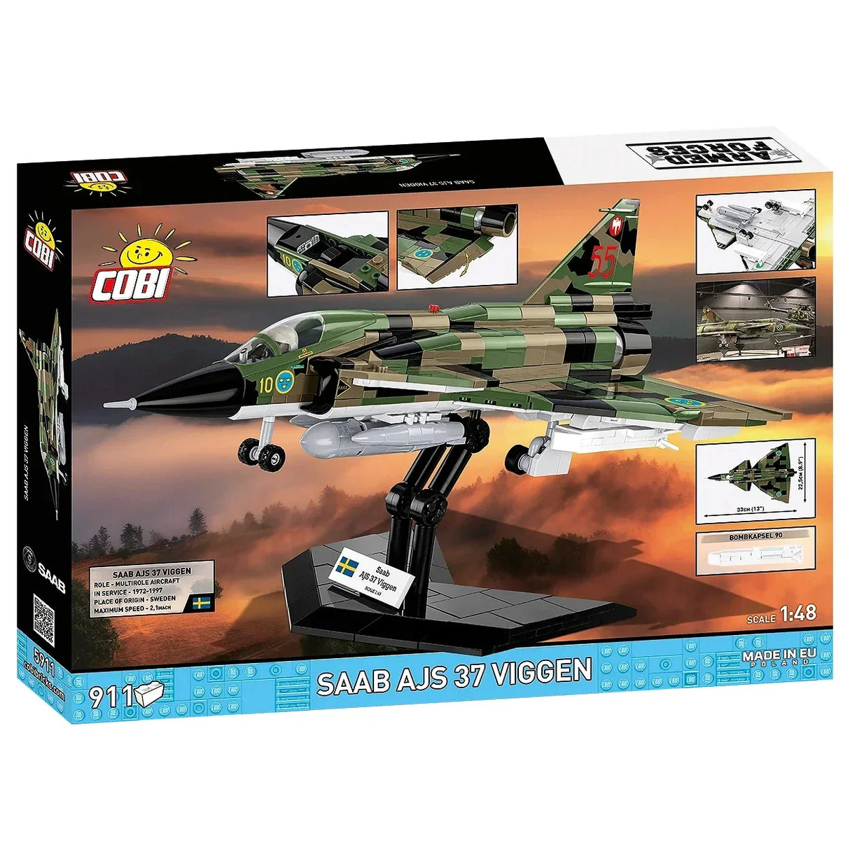 COBI Saab AJS 37 Viggen Modellbausatz auf Ständer