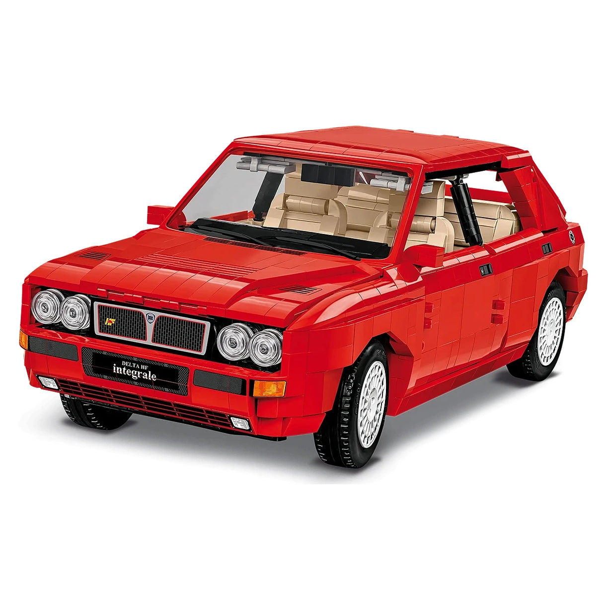 Rotes Lancia Delta HF Integrale Modellauto aus Bausteinen