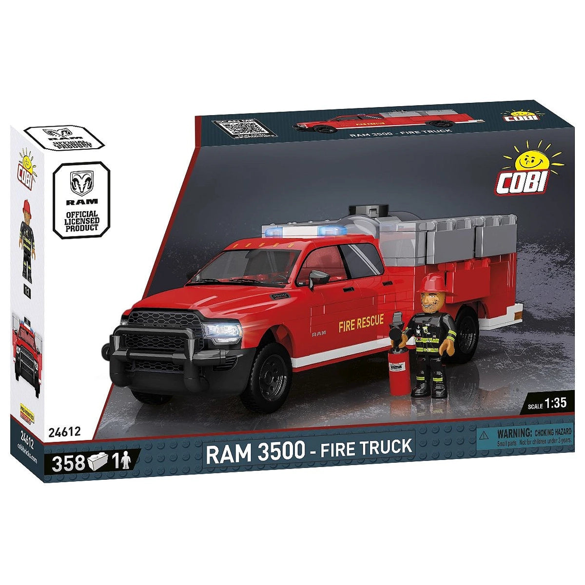 Cobi Baukasten RAM 3500 Feuerwehrwagen mit Feuerwehrmann und Feuerlöscher