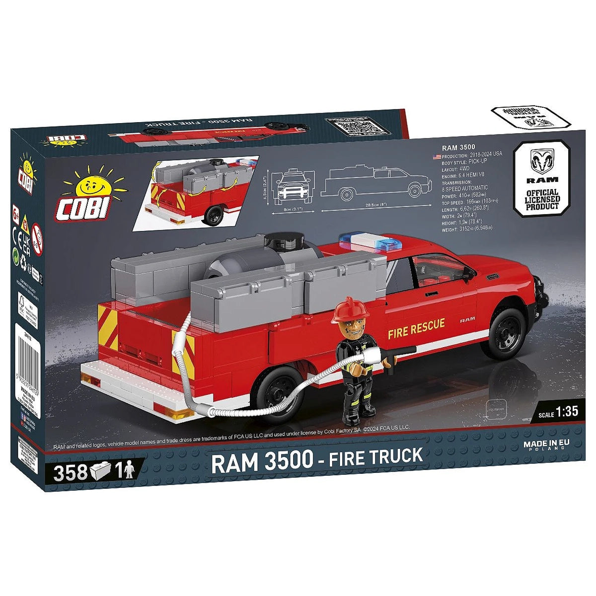 Cobi Baukasten RAM 3500 Feuerwehrwagen mit Figur und Schlauch