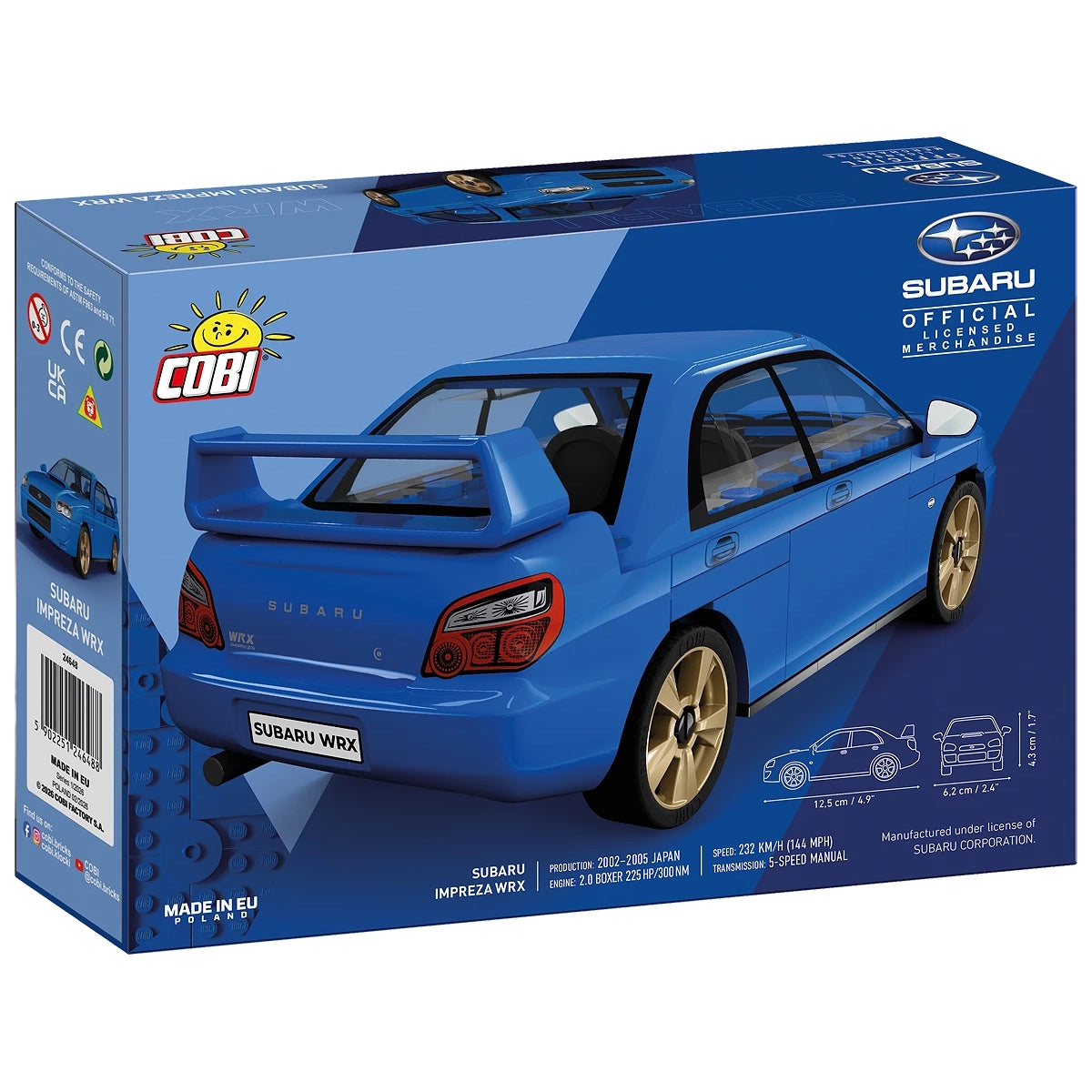 Cobi Bausatz Subaru Impreza WRX Modellauto in Blau mit goldenen Felgen