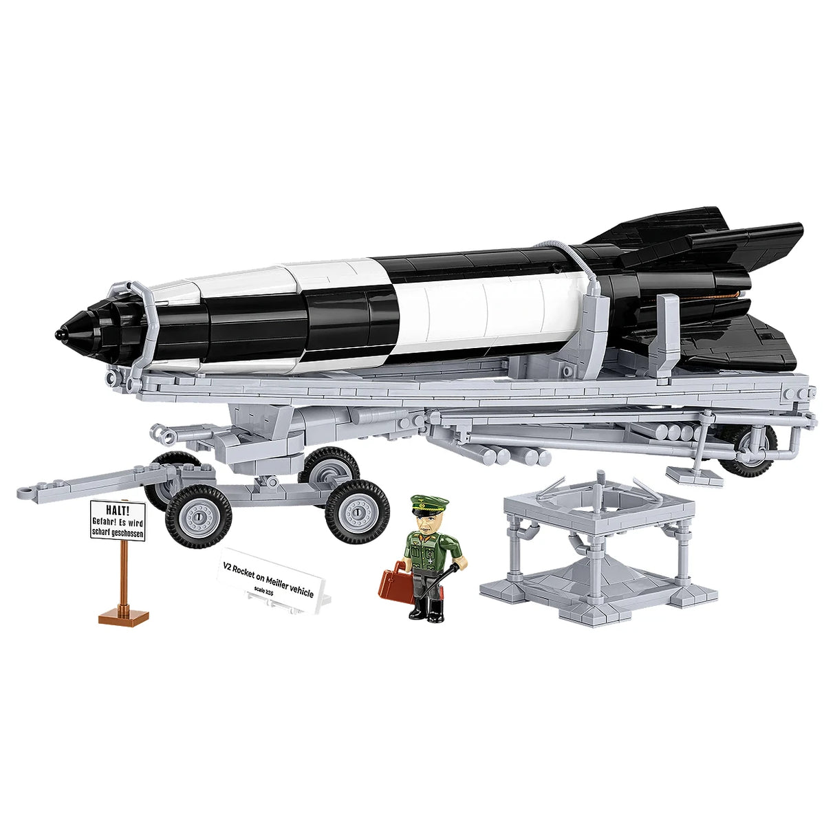 V2 Rakete auf Meillerwagen Modellbausatz mit Figur und Zubehör