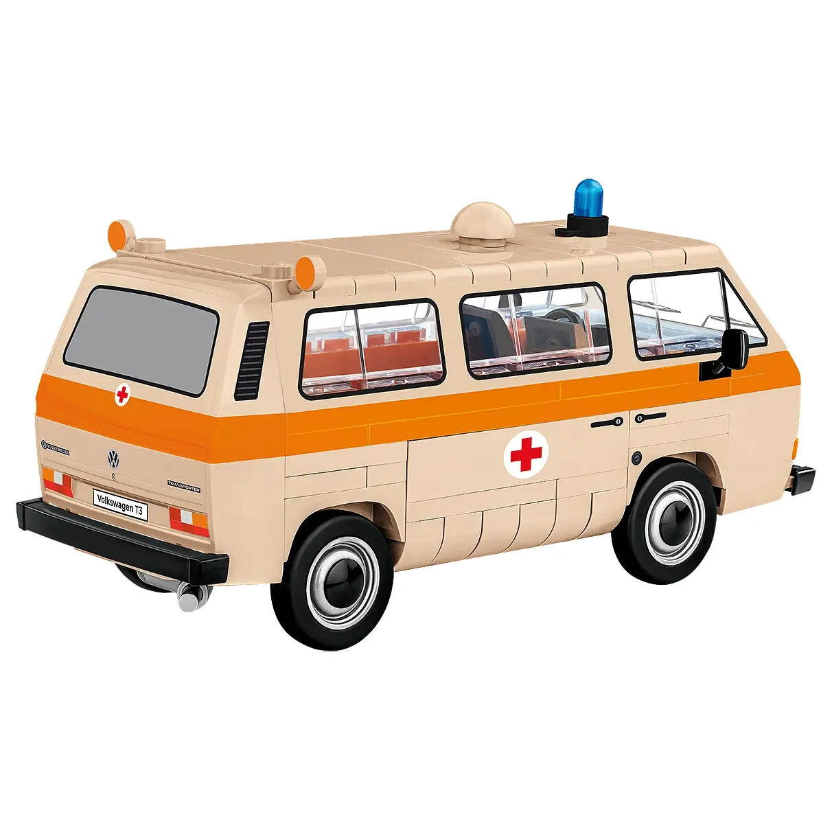 Spielzeug-Krankenwagen im VW T3-Design mit Blaulicht und rotem Kreuz