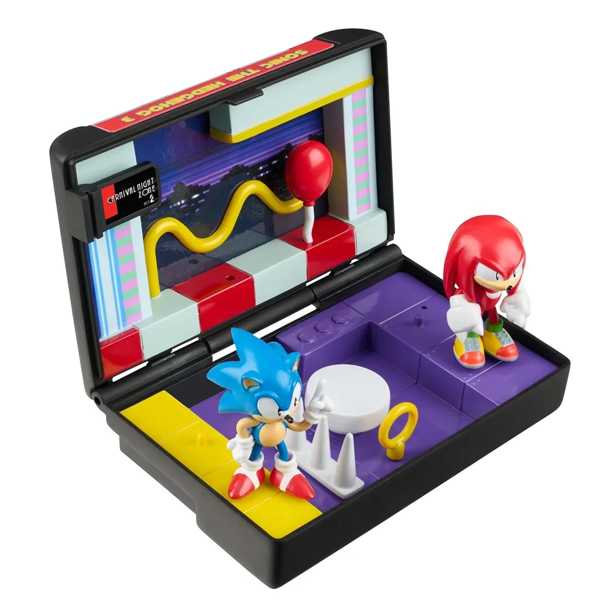 Sonic und Knuckles Spielfiguren in einem aufklappbaren Carnival Night Zone Spielset