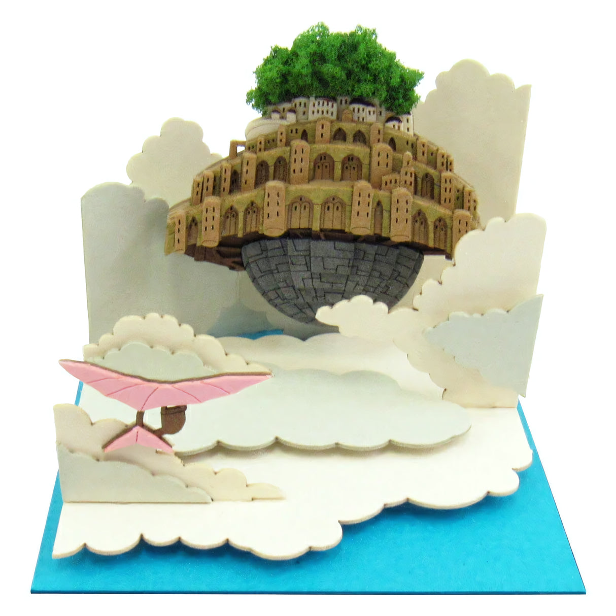 Pop-up-Karte mit fliegender Insel und Hängegleiter