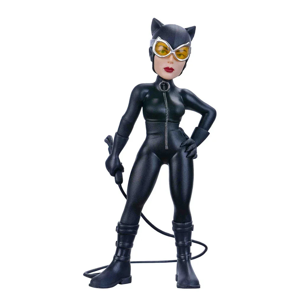 Catwoman Figur in schwarzem Anzug mit Peitsche