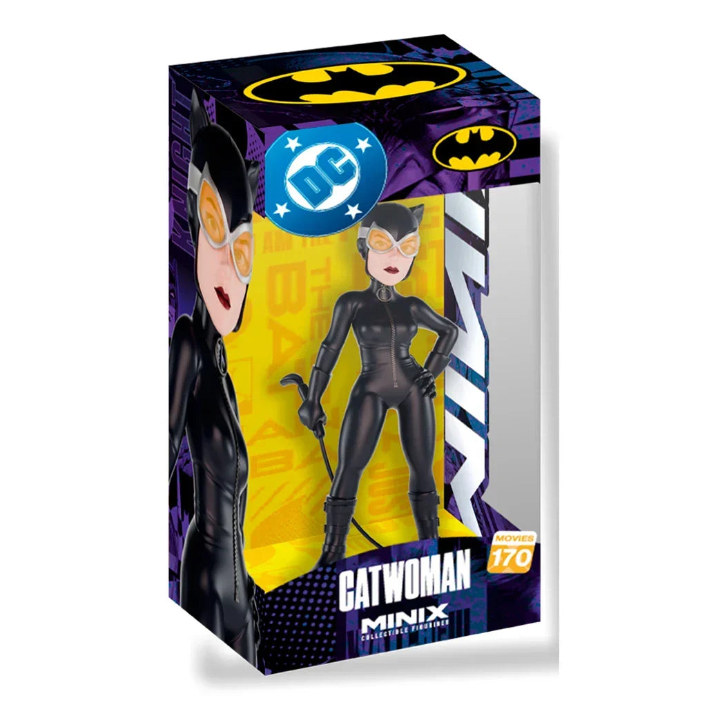 Minix Sammelfigur Catwoman in schwarzem Anzug mit Peitsche in der Verpackung