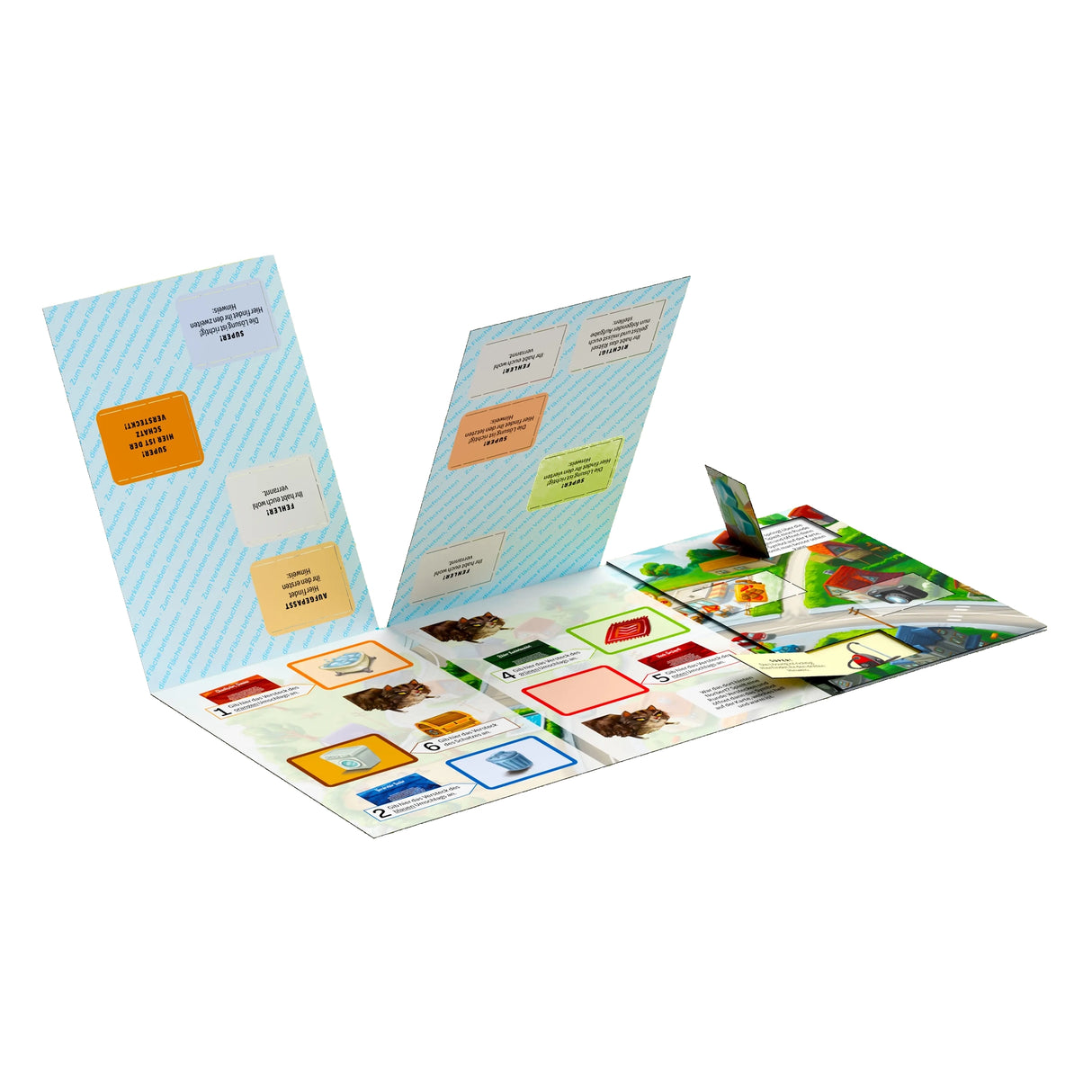 Pop-up-Buch mit Katzenmotiven und Rätseln