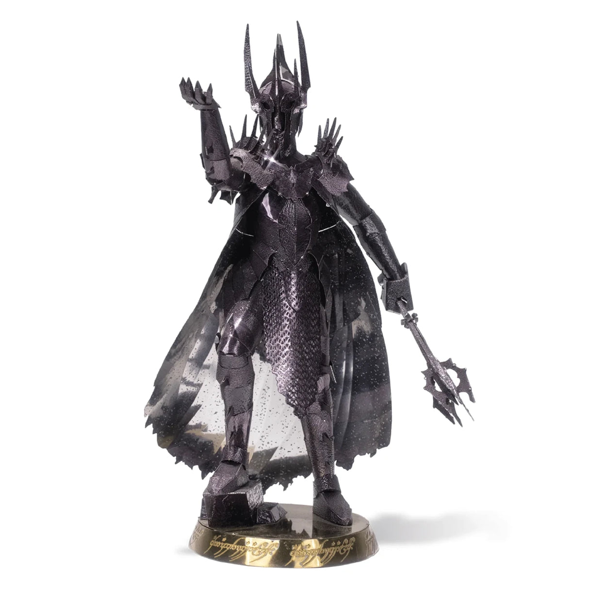 Der Herr der Ringe Sauron 3D Metall Modell Dreiviertelansicht mit Rüstungsdetails und Streitkolben – Sammlerfigur