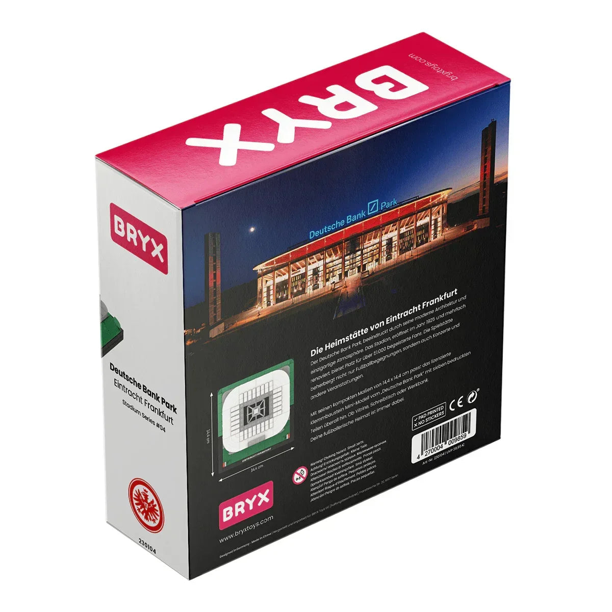 Verpackung des Bryx Deutsche Bank Park Eintracht Frankfurt Stadion Modells