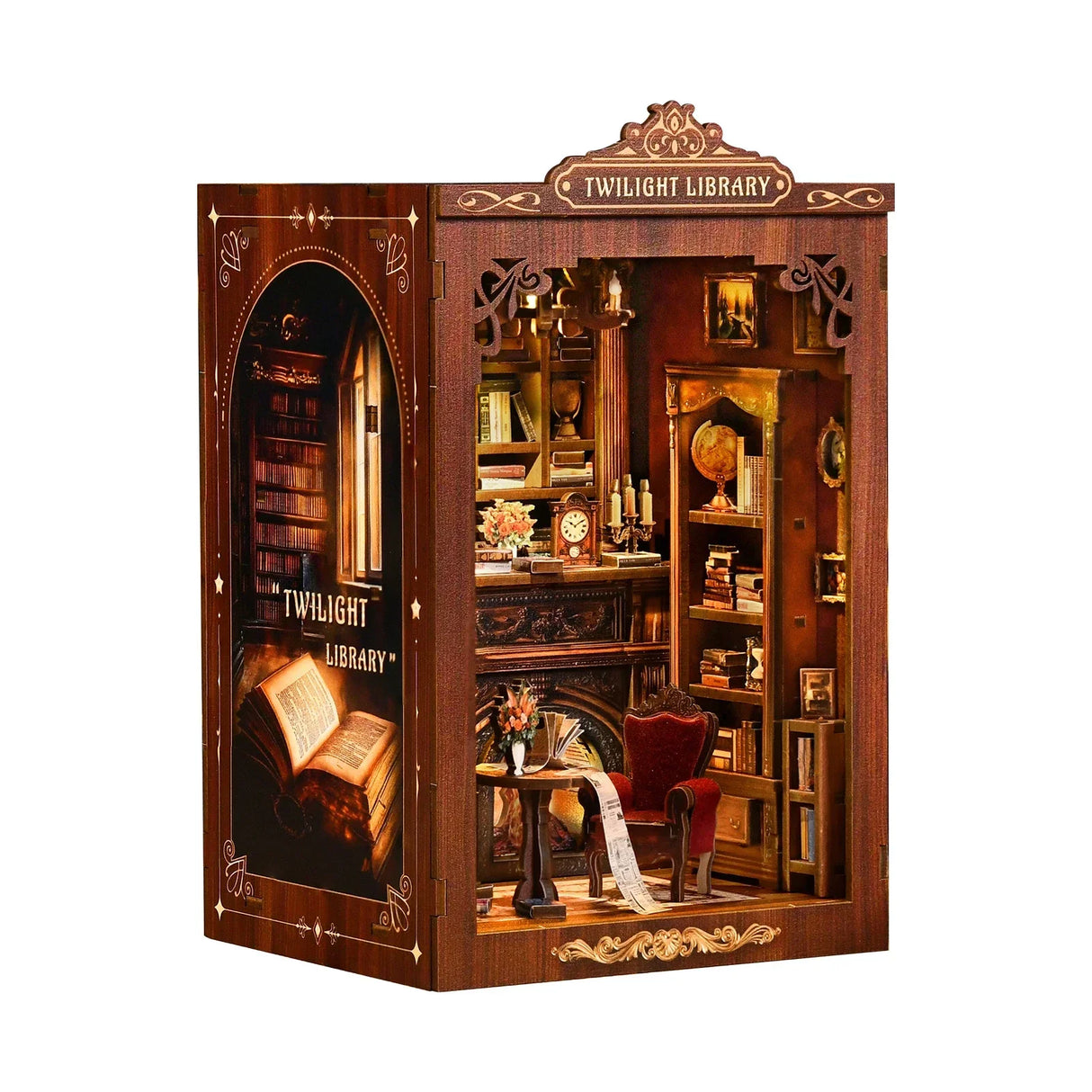 Miniatur-Bücherregal mit dem Titel Twilight Library