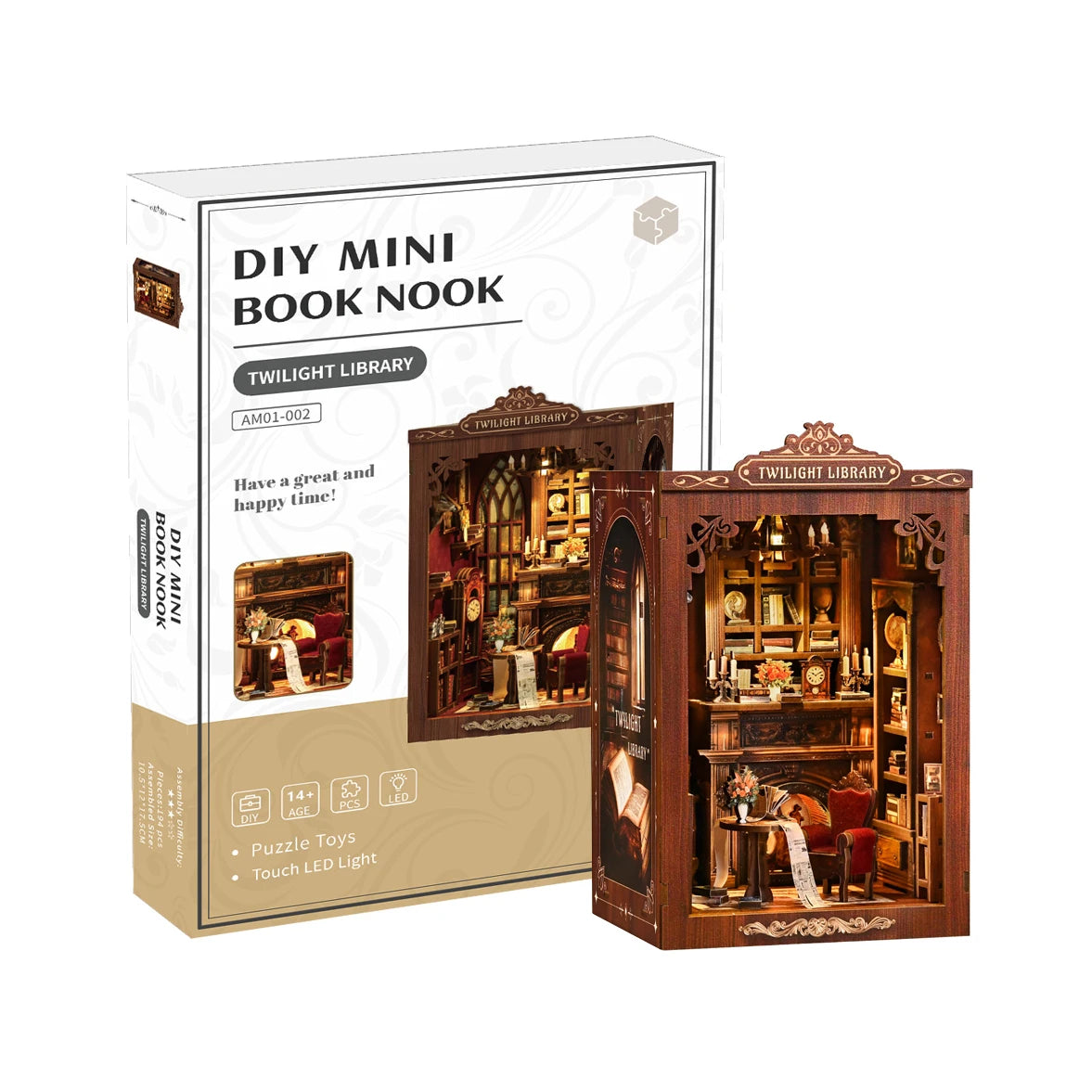 DIY Mini Book Nook Bausatz Twilight Library mit Verpackung